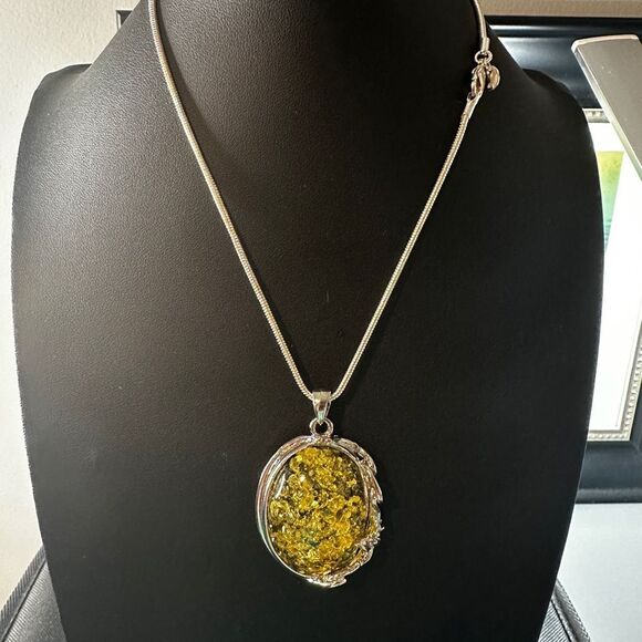 Monster Amber composite pendant, silver plated metal w/ 16", thick snake chain! - Picture 13 of 15